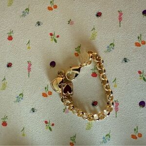 Jane Win gold LOVE chain link charm bracelet